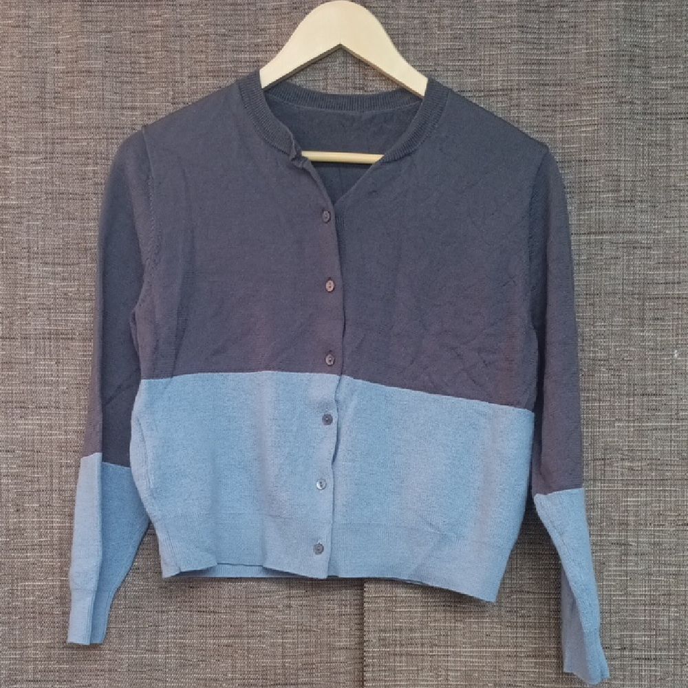 Fairfafo Paris Two-Tone Blue Taupe Women's Sweater Cardigan
